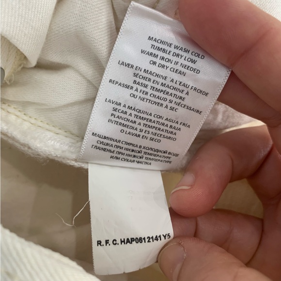 RE/DONE Stove Pipe Jeans  24  Women High Rise Straight Vintage White Crop Jeans - Picture 9 of 14